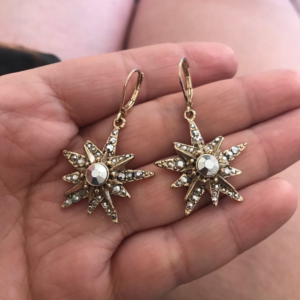 Dangle Gold Starburst Earrings